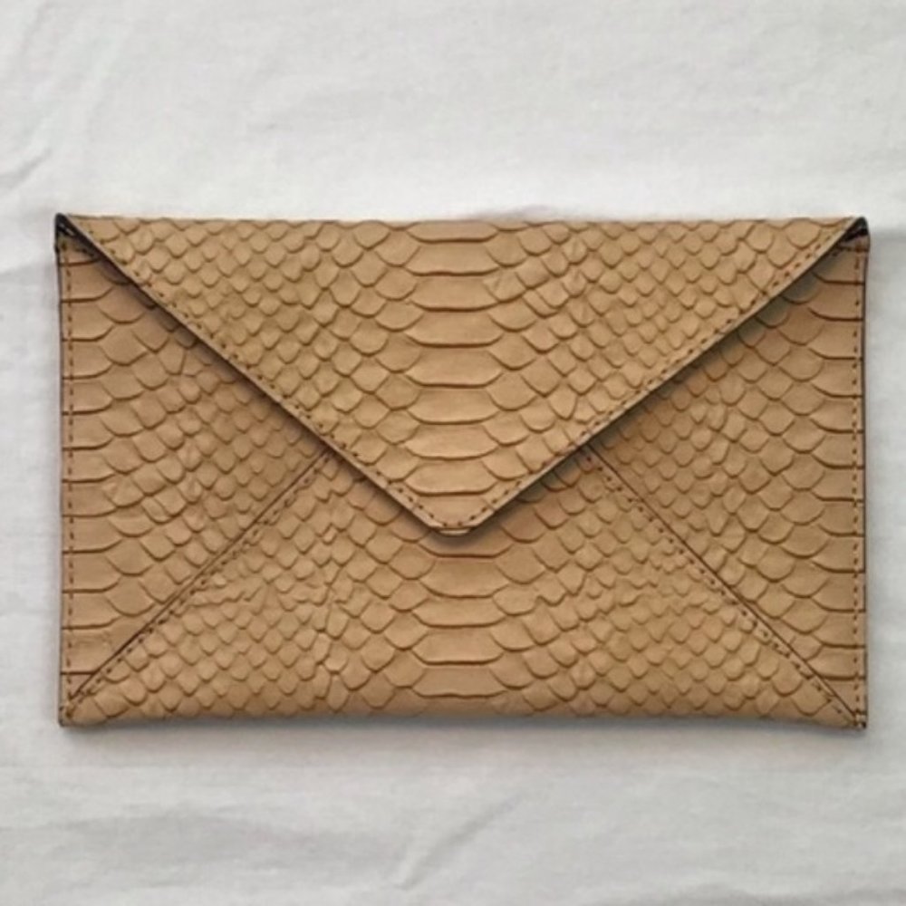Loeffler Randall snakeskin clutch